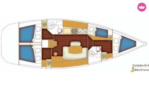 Sail Yacht Beneteau Cyclades 43.4 Boat layout