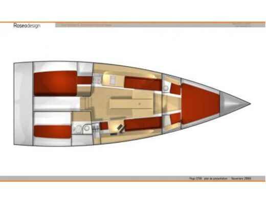 Sailboat POGO STRUCTURES 12.5 Plattegrond van de boot