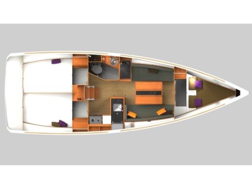 Sailboat Jeanneau Sun Odyssey 349 Plattegrond van de boot