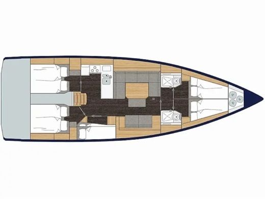 Sailboat  Bavaria C45 Plattegrond van de boot