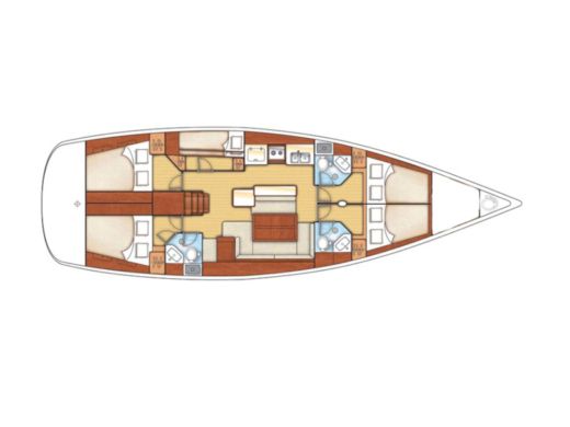 Sailboat BENETEAU OCEANIS 50 FAMILY Plattegrond van de boot