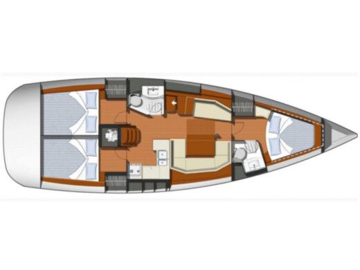 Sailboat JEANNEAU Sun Odyssey 42i Triton Plattegrond van de boot