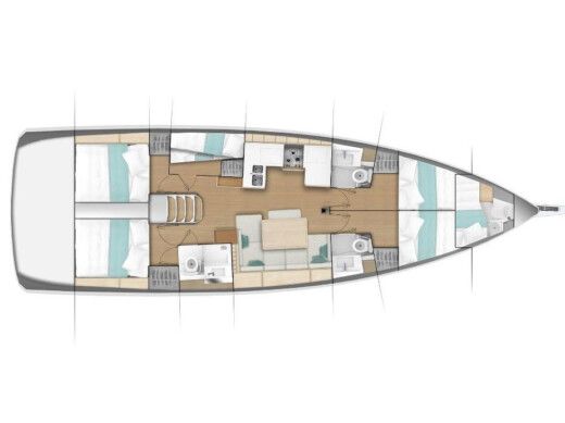 Sailboat Jeanneau Sun Odyssey 490 Plattegrond van de boot