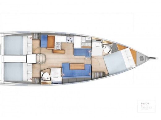 Sailboat Jeanneau sun odessay 410 Plattegrond van de boot