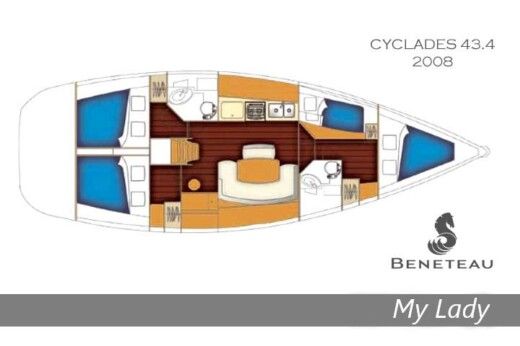 Sailboat Beneteau Cyclades 43.4 Plano del barco