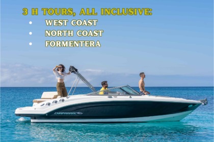 Location Bateau à moteur Chaparral 3 h Tours, all inclusive. Sant Antoni de Portmany