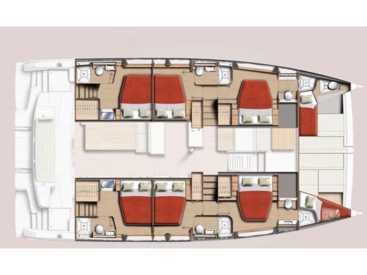 Catamaran  Bali 5.2 Plattegrond van de boot