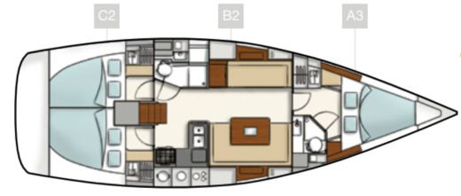 Sailboat Hanse Hanse 400 Boat layout