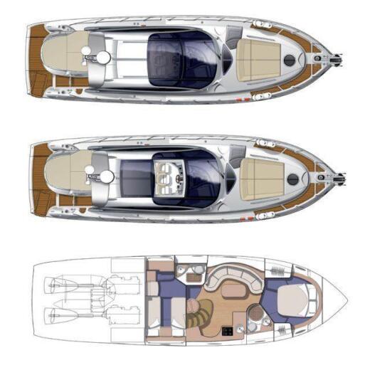 Motorboat Cranchi Mediterranee 47HT Plattegrond van de boot