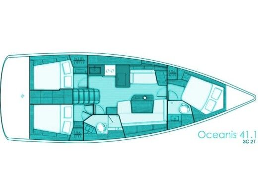 Sailboat Beneteau Oceanis 41.1 Plattegrond van de boot