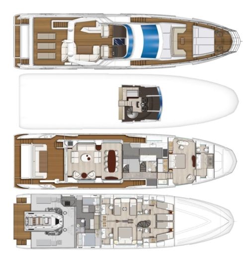 Motor Yacht Gianetti Navetta 27 Gianrtti Plattegrond van de boot