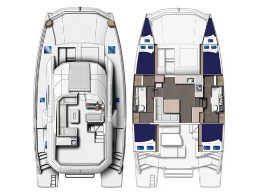 Catamaran  Moorings 433 PC Boot Grundriss