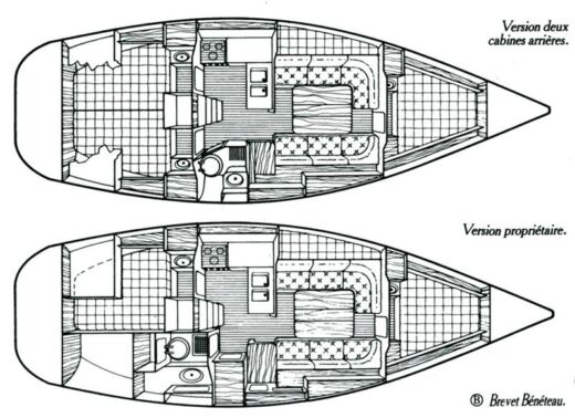 Sailboat Beneteau Oceanía 351 Plan du bateau