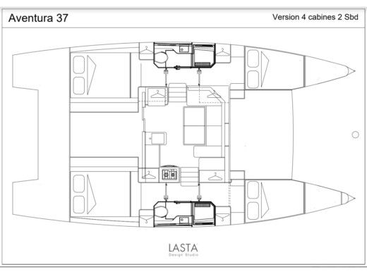 Catamaran Aventura yachts A37 boat plan