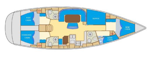 Sailboat Bavaria 50 Cruiser Boat layout