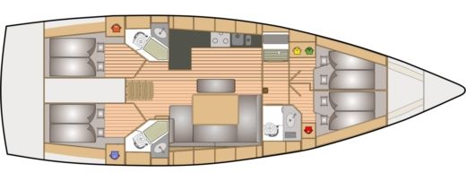 Sailboat Bavaria 46 Cruiser Plattegrond van de boot