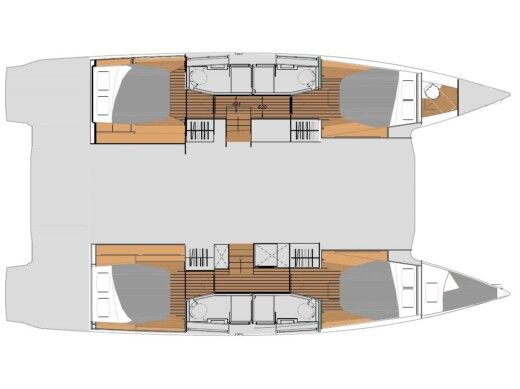 Catamaran Elba Elba 45 Quatour Plattegrond van de boot
