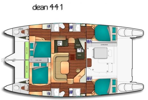Catamaran DEAN 441 Boot Grundriss