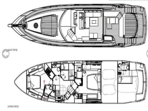 Motor Yacht SUNSEEKER Predator 64 Σχέδιο κάτοψης σκάφους