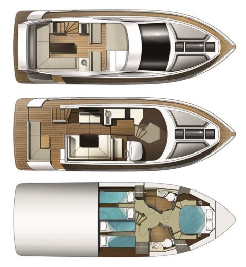 Motorboat Luxury Motorcruiser with Toys Private dining available on board Boot Grundriss