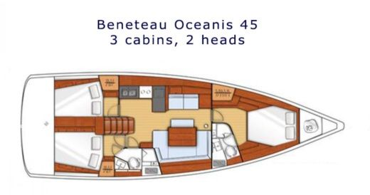 Sailboat Beneteau Oceanis 45 Boot Grundriss