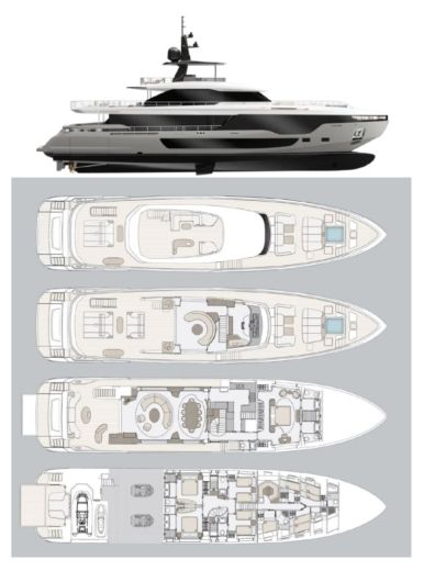 Motor Yacht Azimut Azimut 36 Planimetria della barca