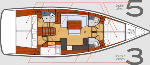 Sailboat Beneteau Oceanis 48-Multi Day Skippered cruises-Crete Boat layout