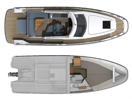 Motorboat Nimbus W9 Plattegrond van de boot