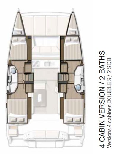 Catamaran BALI CATSMART Plattegrond van de boot