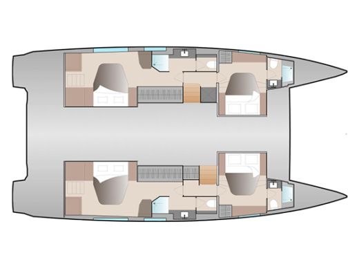 Catamaran  Aura 51 Plattegrond van de boot