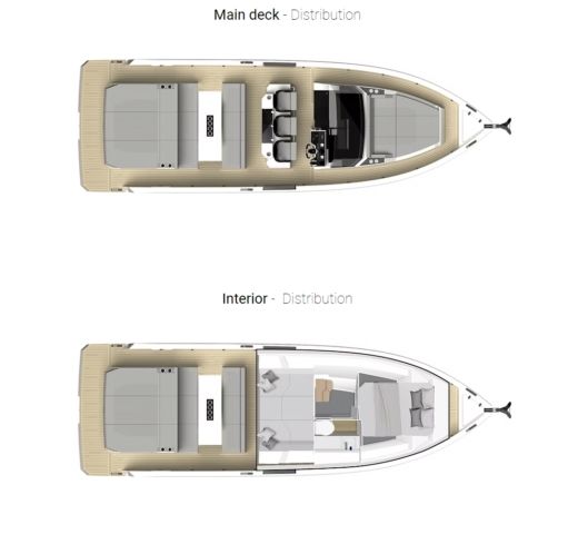 Motorboat De Antonio Open 32 Boat layout