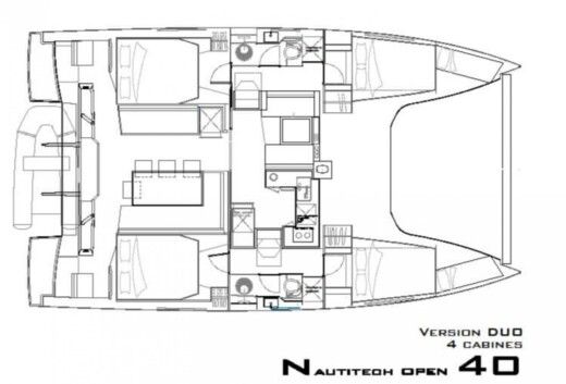 Catamaran NAUTITECH 46 OPEN Plattegrond van de boot