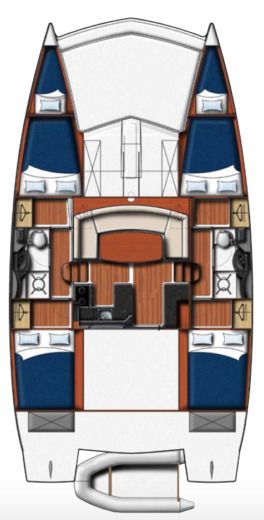 Catamaran Robertson and Caine Leopard 39 Plattegrond van de boot
