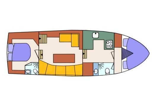Houseboat Zuiderzee Elite Kappa 1350 Plattegrond van de boot