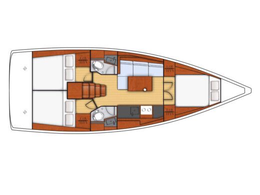 Sailboat  Oceanis 38 (3/2) Plattegrond van de boot