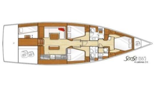 Sailboat Beneteau Sense 55 Plano del barco