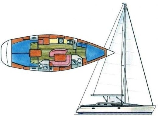 Sailboat Jeanneau Sun Odyssey 42.2 Plano del barco