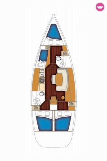 Sailboat Beneteau Cyclades 43.4 Boot Grundriss