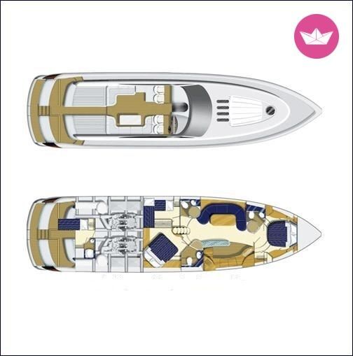 Motor Yacht Princess V65 Boot Grundriss