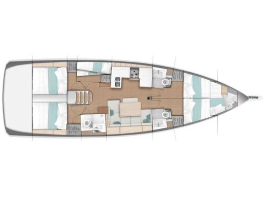 Sailboat  Sun Odyssey 490 Plattegrond van de boot
